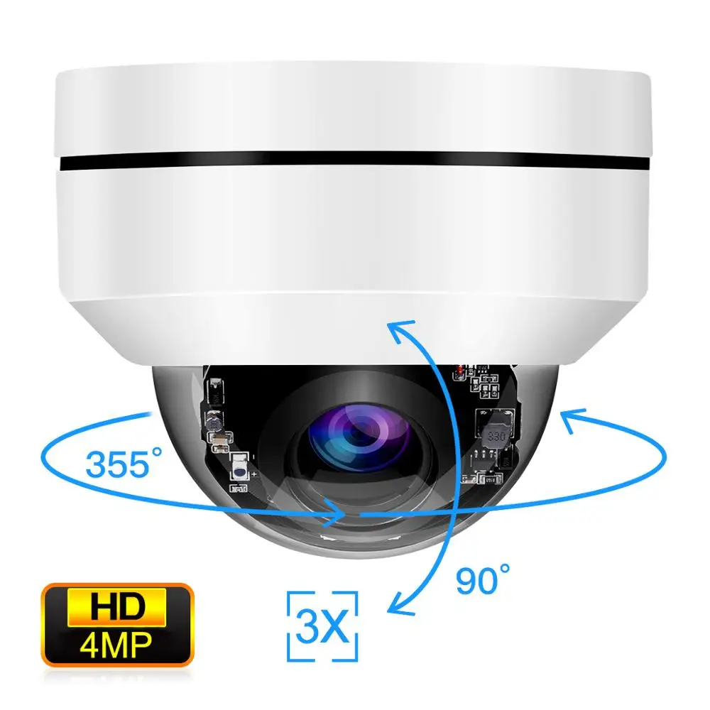 

IP Camera 4MP PTZ HD IP Cam Outdoor Security Dome Camera 3X Optical Zoom Pan Onvif Network IR Night Security CCTV Camera