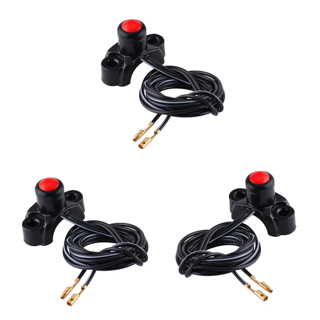 3xEngine Kill Stop Start Button Switch for ATV 7/8' Handlebar Red