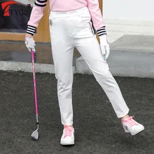 Осень, детская одежда для гольфа, длинные штаны для девочек, штаны с высокой эластичной резинкой на талии, дышащие штаны для гольфа для девочек, D0857