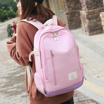 

Canvas backpack Korean female campus bag female high school college wind backpack solid color