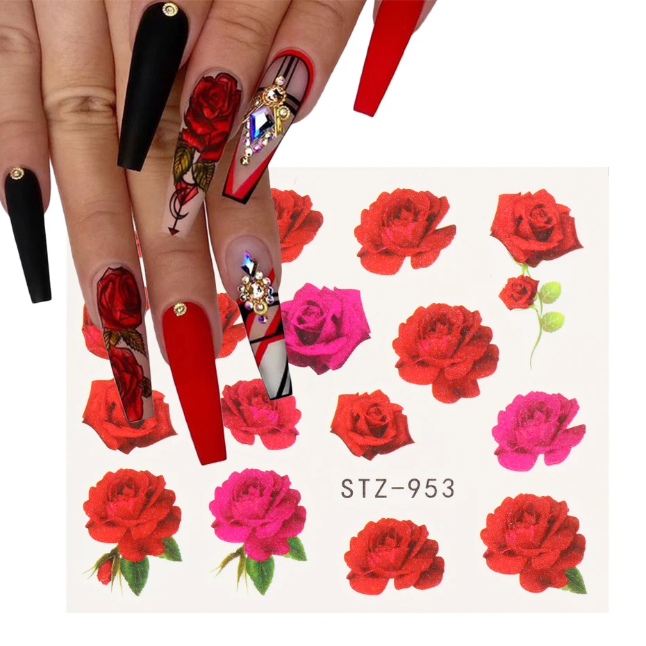 Red Rose Sticker For Nails Manicure Flowers Butterfly Water Transfer Decals  Summer Design Accessories Tattoo Tips Lestz930-969-1 - Stickers & Decals -  AliExpress
