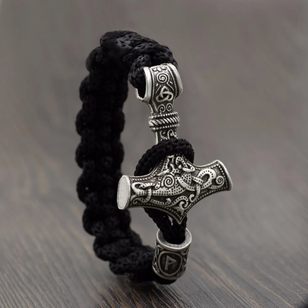 Прямая поставка 1 шт. Тора молот Мьёльнир браслет viking скандинавский норвежский