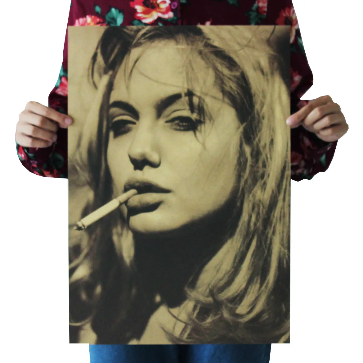 

[A291] Angelina Jolie Retro Kraftpaper Poster Indoor Bar Cafe Decorative Painting