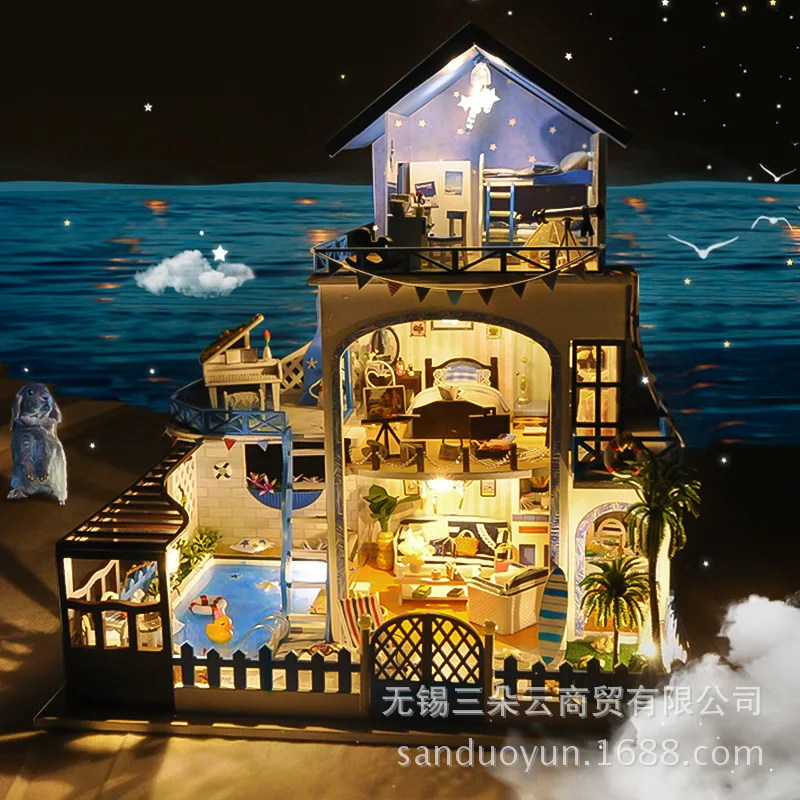 

Tian yu DIY Hut Again Love Sea Villa Model Small House Handmade Model