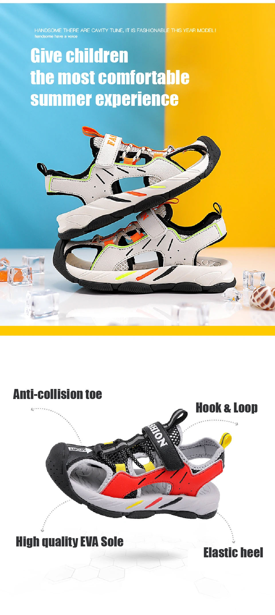 2022 Fashion Kids Sport Sandals Boys Hook&Loop Beach Shoes Children Non-Slip Breathable Mesh Casual Sandals Girls High Quality leather girl in boots