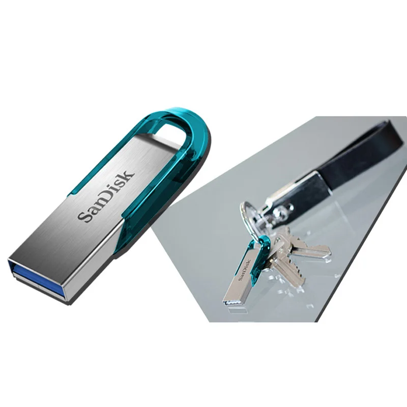 Sandisk 32 gb USB Flash Drive 64 Гб USB3.0 натуральная Ultra Flair металла Pendrive DJ OTG Тип C DIY логотип диск на ключ синий Memory Stick