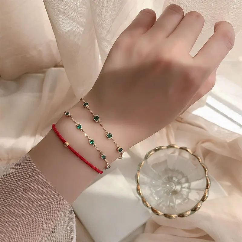 925 Sterling Silver Simple Emerald Crystal Bracelet For Women Light Luxury Temperament Mother's Day Jewelry Gift - Image 4