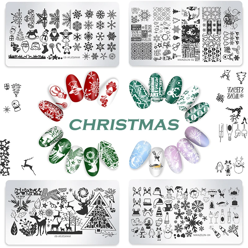 

Christmas Series Nail Stamping Plates Flower Design Stainless Steel Printer for Nails DIY Stamping Plates Festival