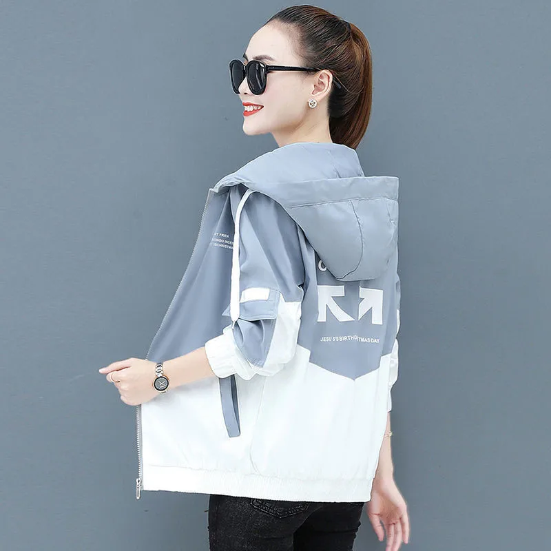 2022 New Autumn Women\'s Jackets Causal Hooded Windbreaker Famale Basic Coat Zipper Lightweight Jacket Outwear
