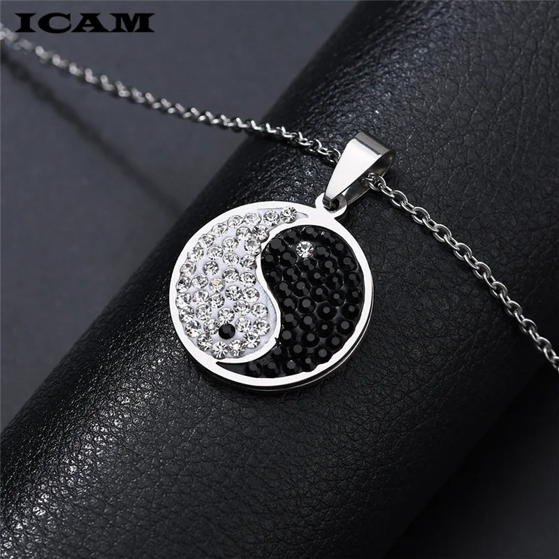 ICAM Инь-Ян подарок модный мужской лучший друг женщины унисекс пары ювелирных изделий Серебро Багуа Тай Чи ожерелье BFF кулон