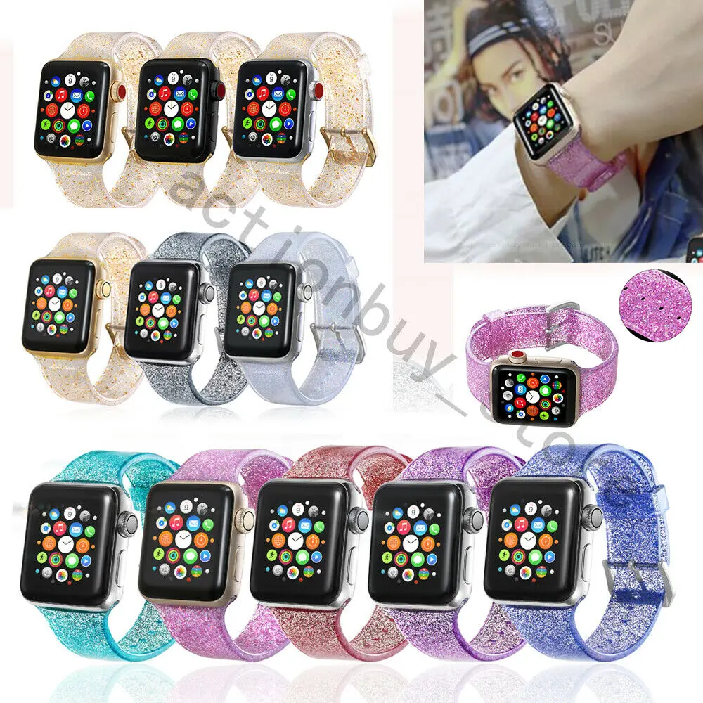 Блестящий силиконовый ремешок для Apple Watch 38/42 мм Iwatch Series 12 3 4 5|Ремешки часов| |