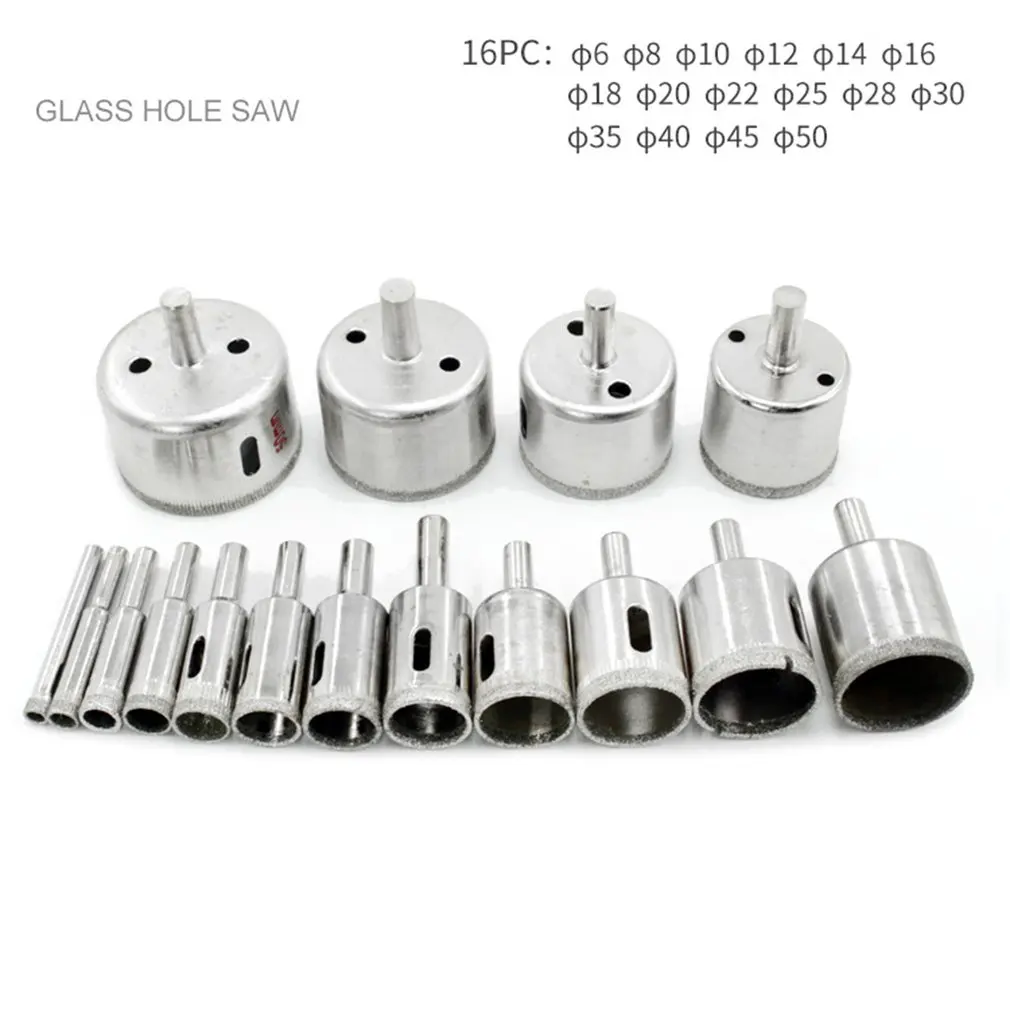 16Pcs Emery Reusable Durable And Wear Resistant Glass Hole Opener Tile Ceramic Reaming Polishing Bead Round Tool Bit Set | Инструменты