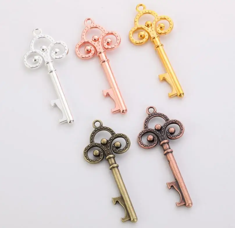 

Key Shaped Bottle Opener Keychain Shaped Zinc Alloy DIY Retro Color Key Ring Beer Bottle Opener Unique Key bottle opener new gif