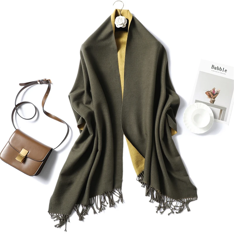 26 Утолщенный термо-шарф для женщин, новинка, простые чистые шали, модные кашемировые шарфы с кисточками, зимние пашмины для женщин, Echarpe - Цвет: 26