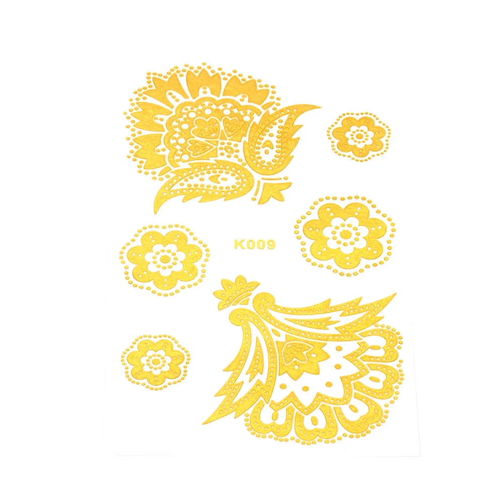 Временные тату-наклейки с эффектом металлик золотой серебряный временный