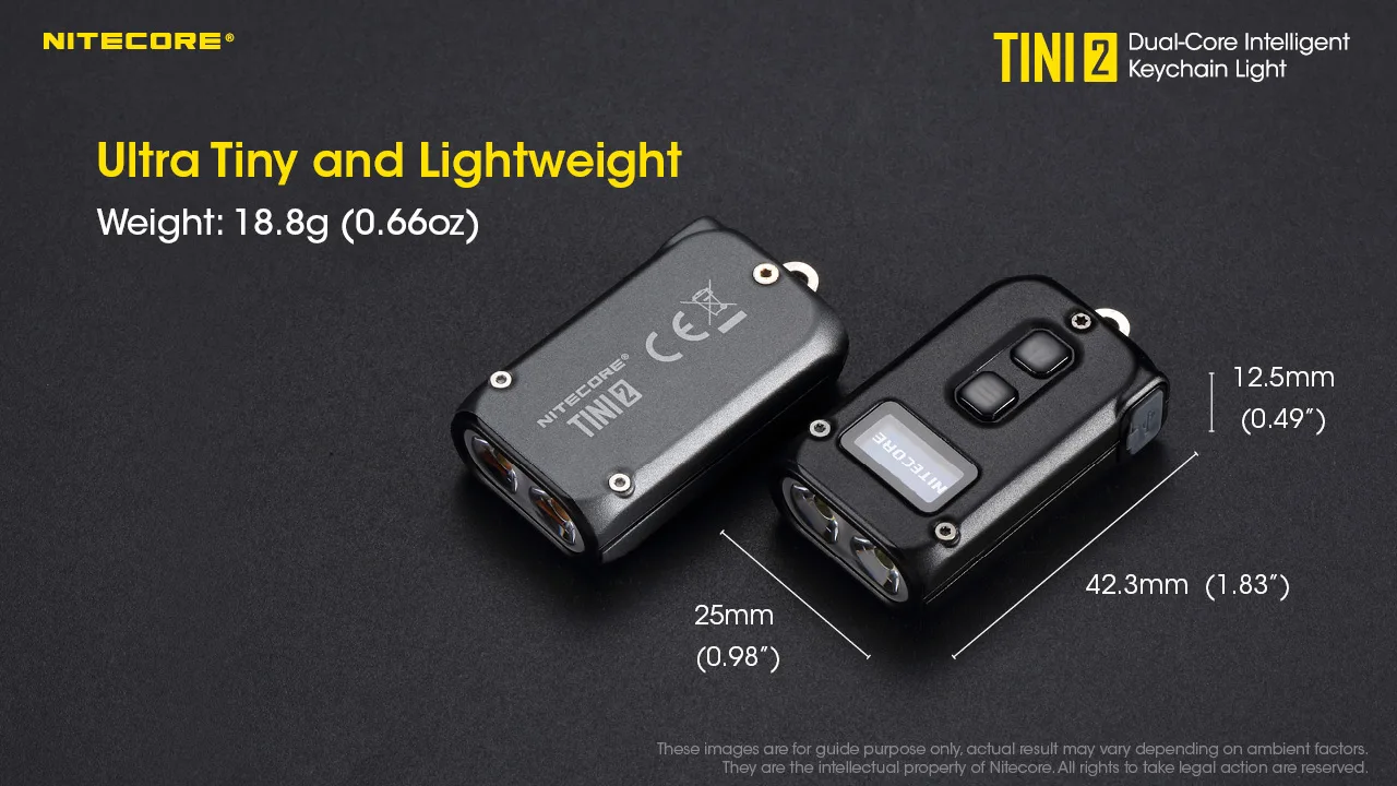 100% Original NITECORE TINI2 Flashlight 500Lumens Rechargeable 5 Lighting Modes Dual Side Switch  High Power Keychain Light rechargeable torch