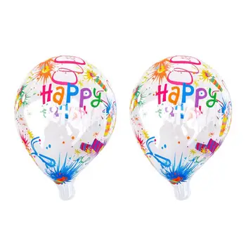 

2pcs Round Transparent Bobbleball Balloon Birthday Party Background Decoration Round Transparent Wave Ball Balloon