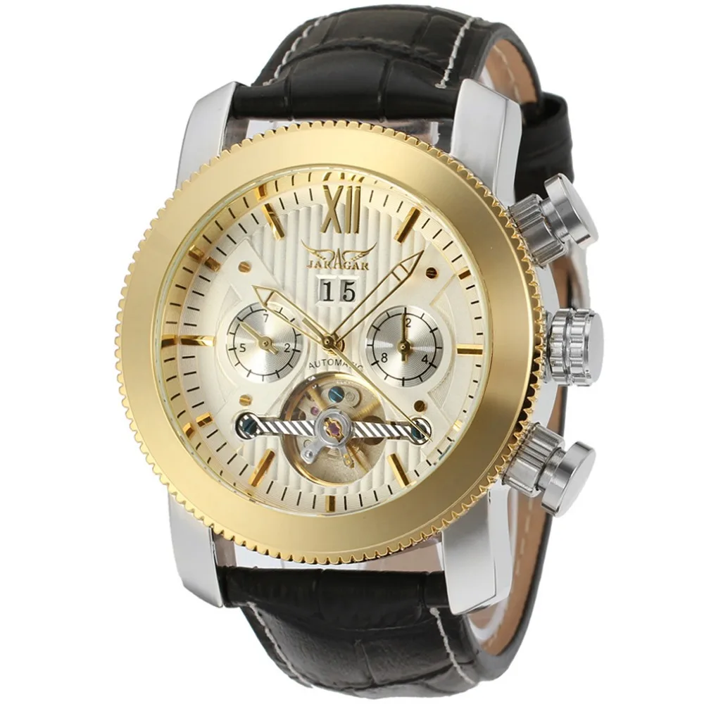 JARAGAR Tourbillon, мужские часы, натуральная кожа, наручные часы, авто-дата, механические часы, мужские часы, модные мужские часы, подарки