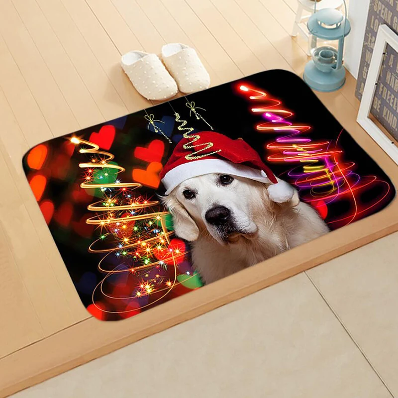 Рождественские, с животными коврик на Рождество с принтом «Собака» и ковер коврик Ванная комната ковролин для кошек Кухня коврик Ковер Дверной Коврик Анти-скольжения - Цвет: Style 19