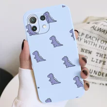  For Xiaomi Mi 11 Lite 5G NE Pro Ultra Case Cute Dinosaur Flower Bumper Cover For Xiaomi Mi 11 11i Mi11 Lite Ultra NE Funda Coque 