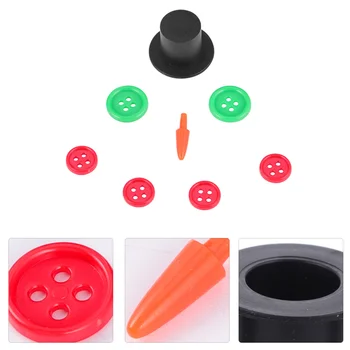 

50 Sets DIY Lovely Durable Snowman Ornament Mini Hats Snowman Material Snowman Nose Buttons for Indoor