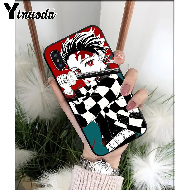 Yinuoda аниме Demon Slayer Kimetsu no Yaiba TPU мягкий черный чехол для телефона Apple iPhone 8 7 6 6S Plus X XS MAX 5 5S SE XR - Цвет: A12