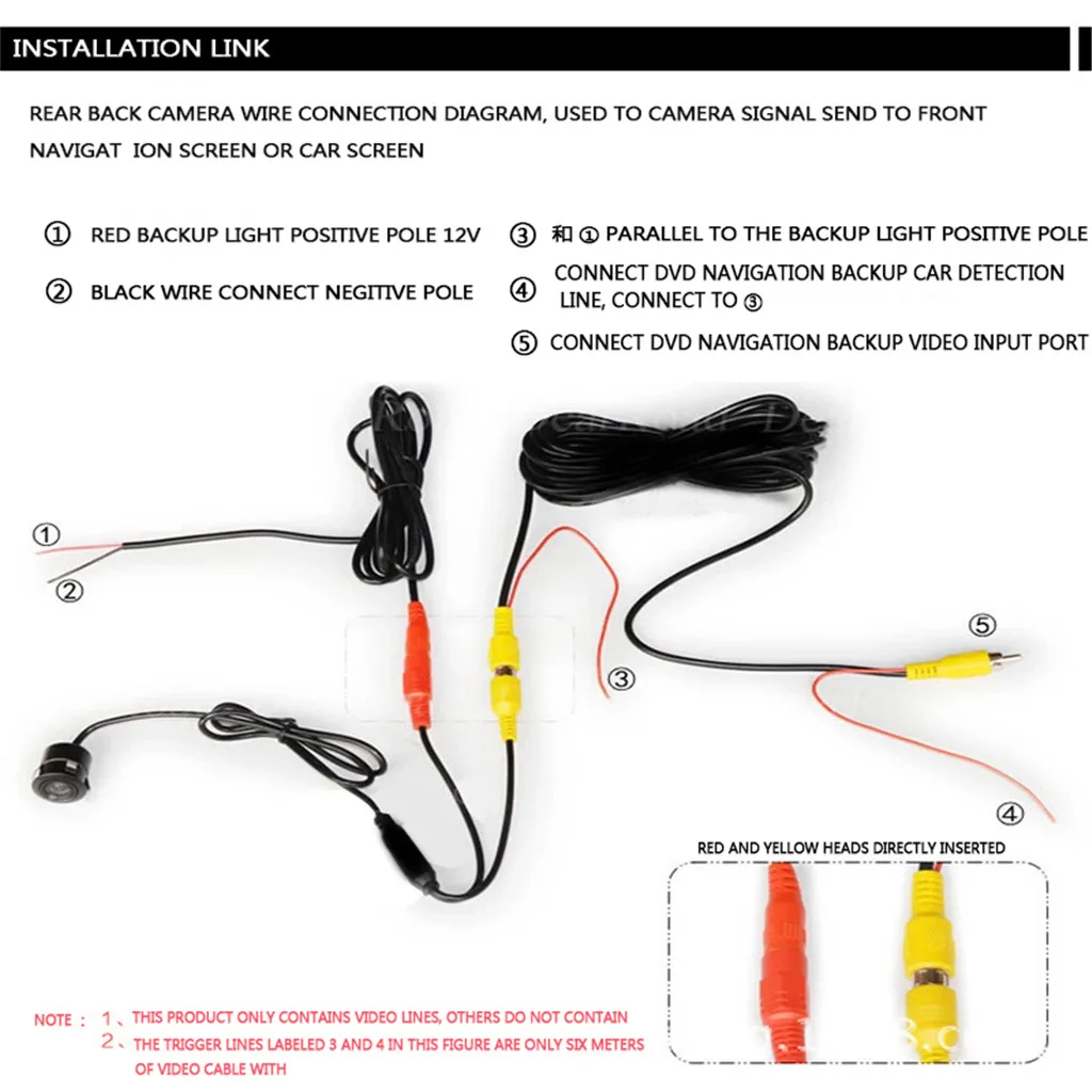 6m Car RCA Video Extension Cable for Rear View Parking Camera Video IP67