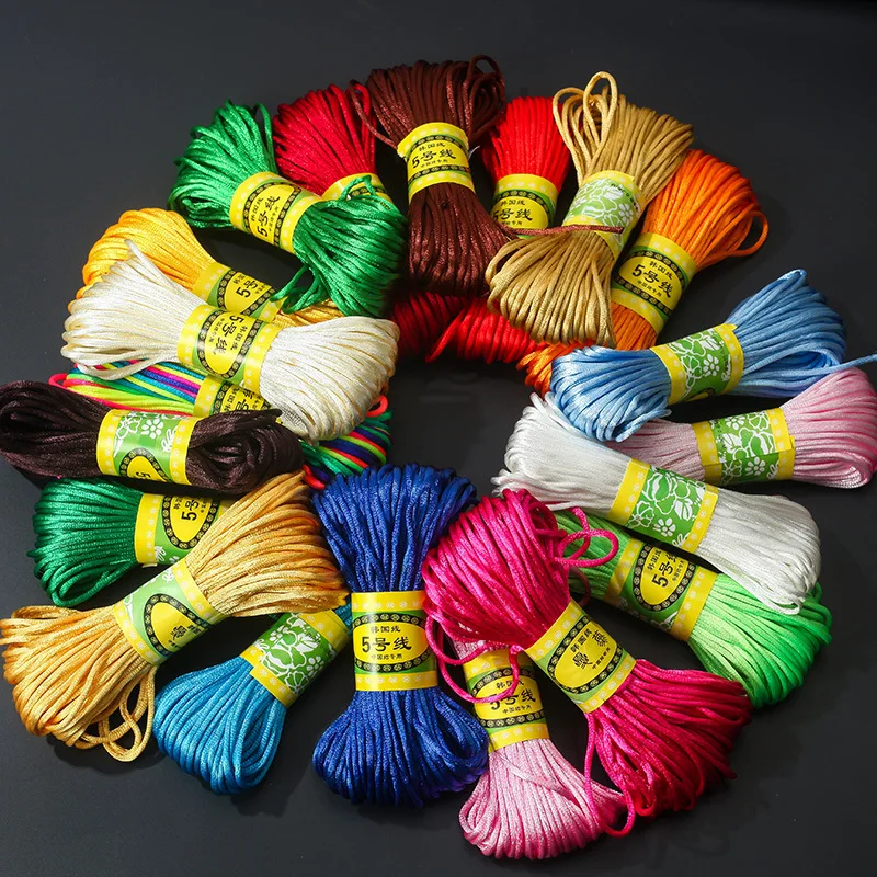 20m 2.5mm Mix Color Nylon Black Rattail Satin Chinese Knotting Silk Macrame Cord Beading Braided String Thread | Украшения и