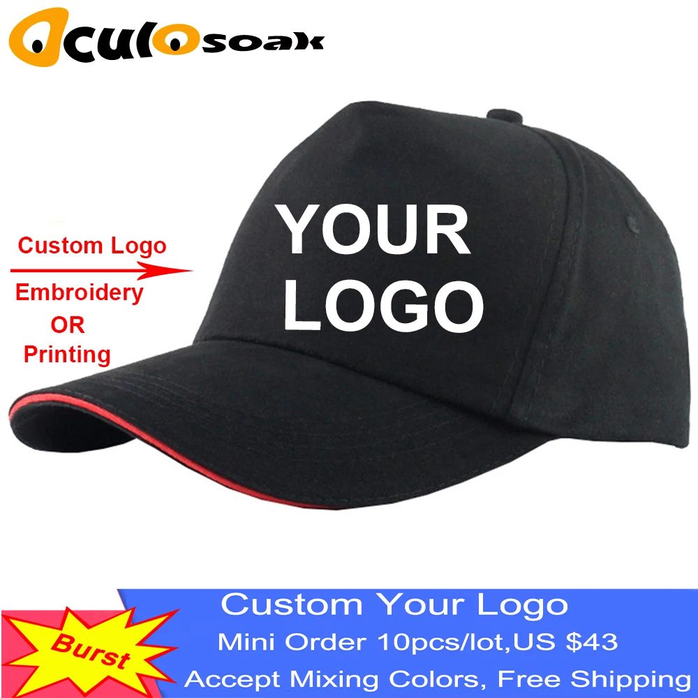 Модные Хлопковые бейсболки с логотипом Snapback простые одноцветные бейсболки для мужчин Gorras Мужская кепка 10 шт./партия