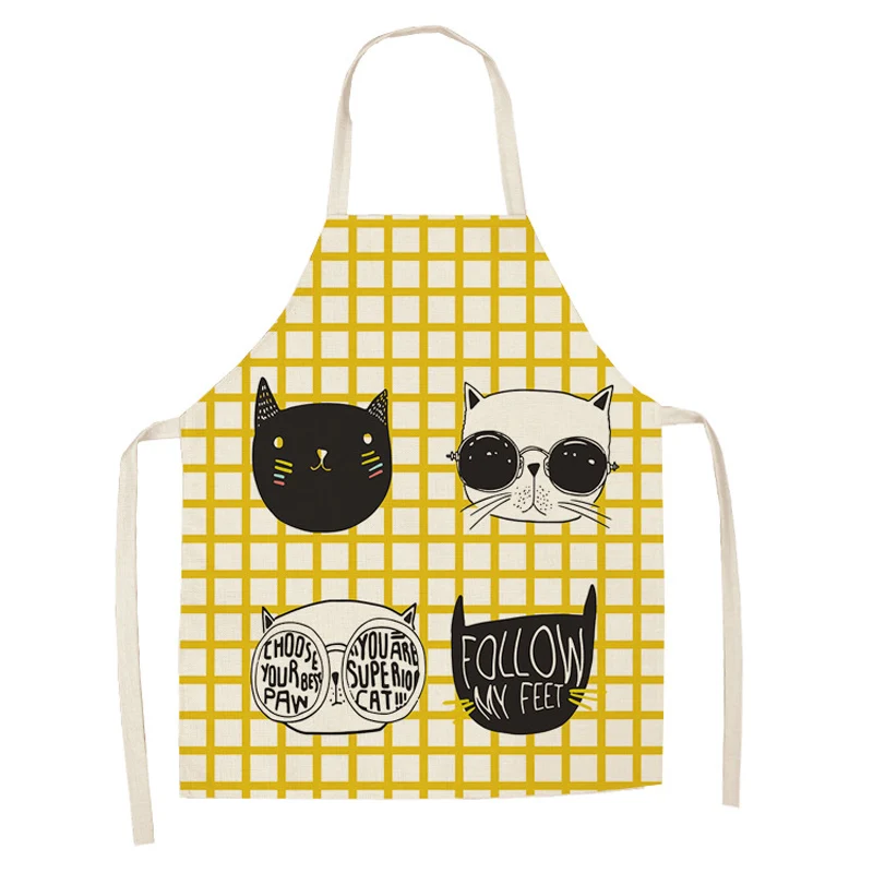 

Kitchen Apron Sleeveless Adult Bibs Cotton Hemp Linen Restaurant Baking Party Cooking Cute Printed Aprons Home Cleaning Tools