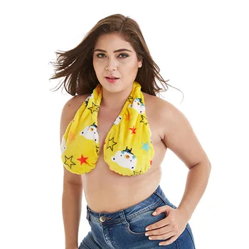 

Cartoon Yellow Towel bra bath towel hanging neck wrapped in chest big chest hanging neck breast-feeding towel bra 2020