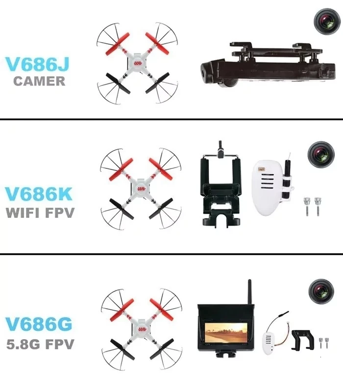 WLtoys V686G FPV RC Дроны с HD камерой Wltoys V686 Профессиональный RC Квадрокоптеры с камерой RC Летающая Камера вертолет