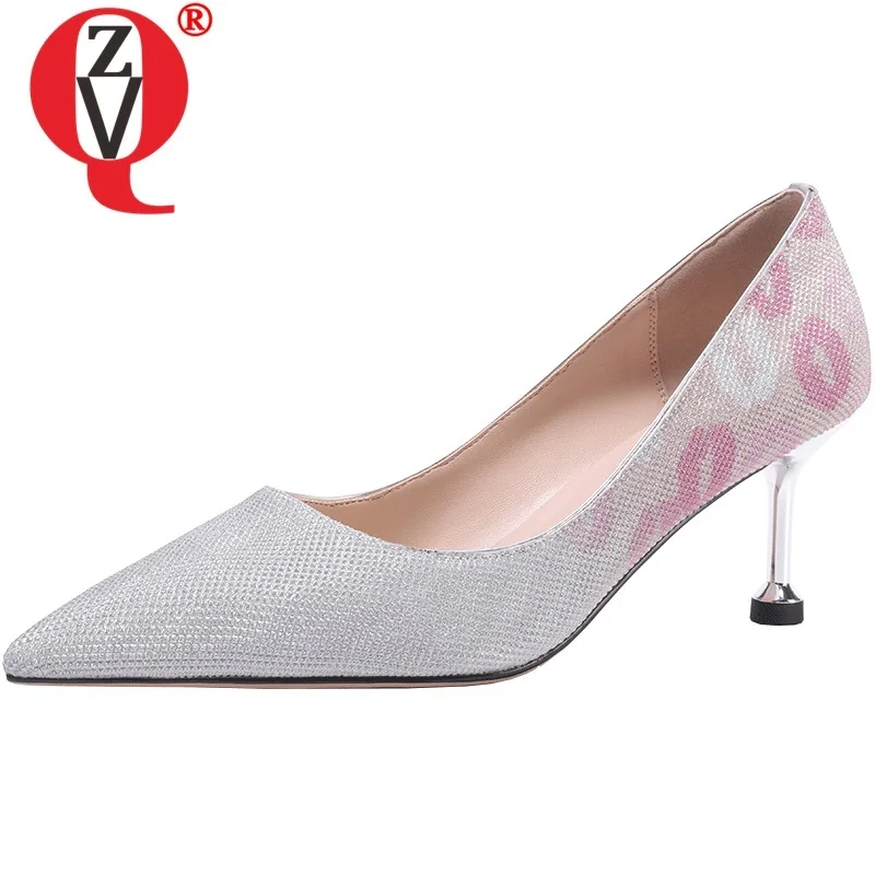 

ZVQ spring new fashion sexy women pumps outside mixed colors high heels pointed toe bling women wedding shoes drop shipping