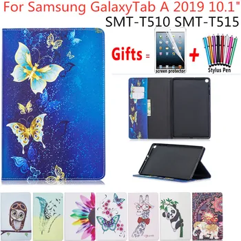

Case For Samsung Galaxy Tab A 10.1 2019 T510 T515 SM-T510 SM-T515 Cover Funda Tablet Fashion painted Stand Shell +Film+Pen