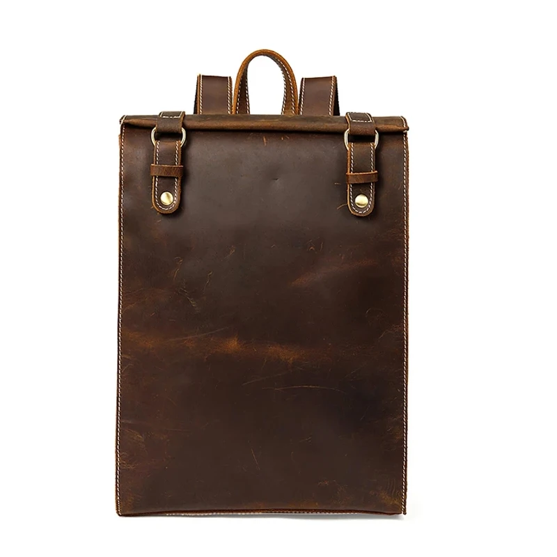 

Luufan Vintage Crazy Horse Leather Backpack School Bag Male Rucksack Men Full Grain LeatherBackpack Man Travel Daypack 2512