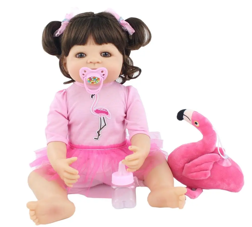 55 см полный Силиконовый Reborn Baby Doll игрушка для девочек новорожденных розовое платье Принцесса малыш живые Младенцы реалистичные Bebe классические Boneca