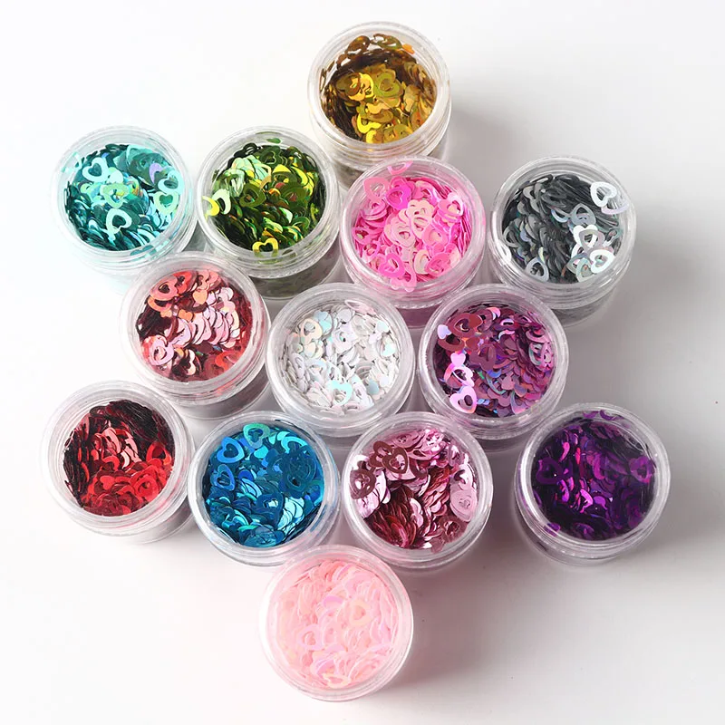 

10ml Ultra-thin Holographic Heart Shaped Nail Sequins Hollow Laser Mirror Flash Chameleon Sheet for Manicure Nail Decoration 3Mm