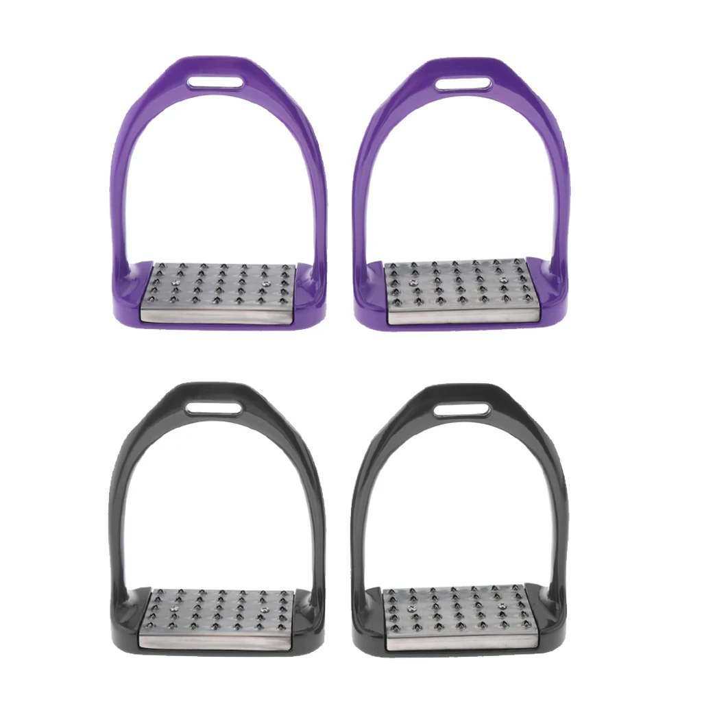 1 Pair Horse Riding Western Stirrups, Safety Bendy Iron Steel Equestrian Treads English Stirrups for Men Women Select Colors