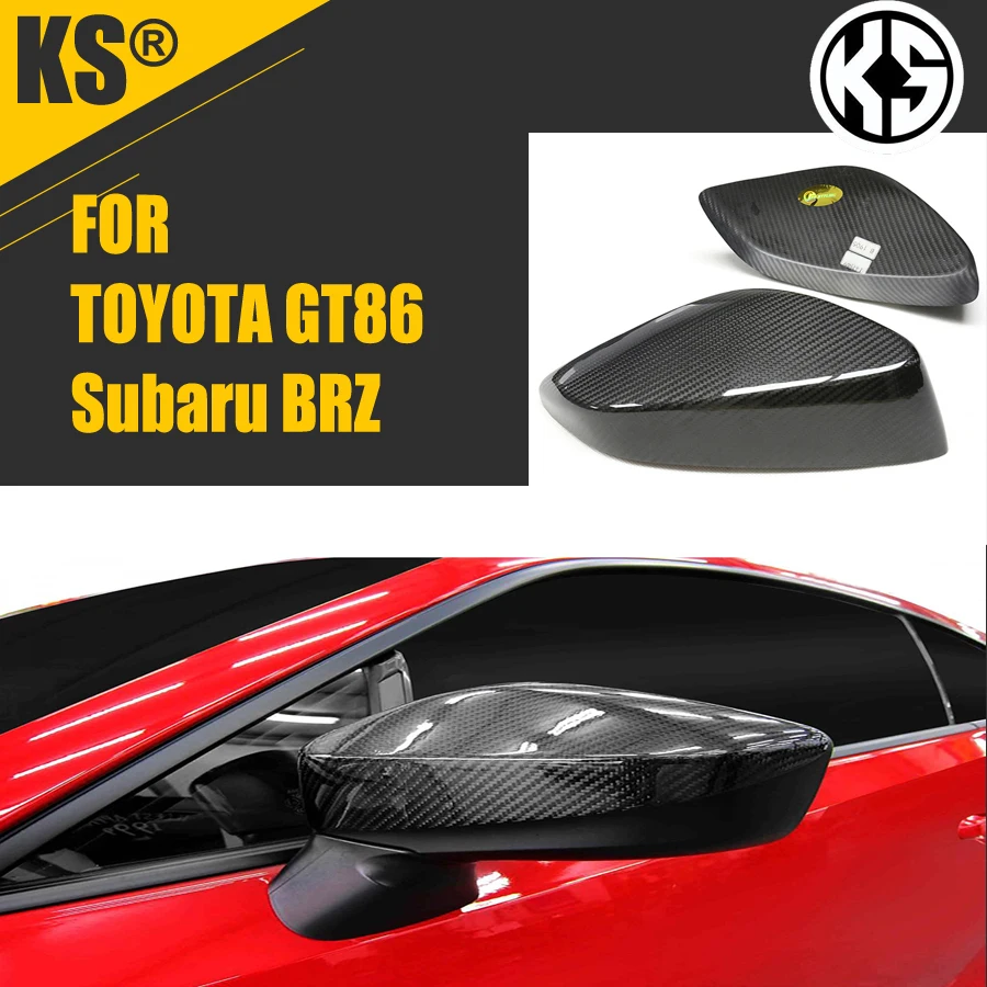 

Dry Carbon Fiber Rearview Black Mirror Covers Shell For Toyota GT86 BRZ