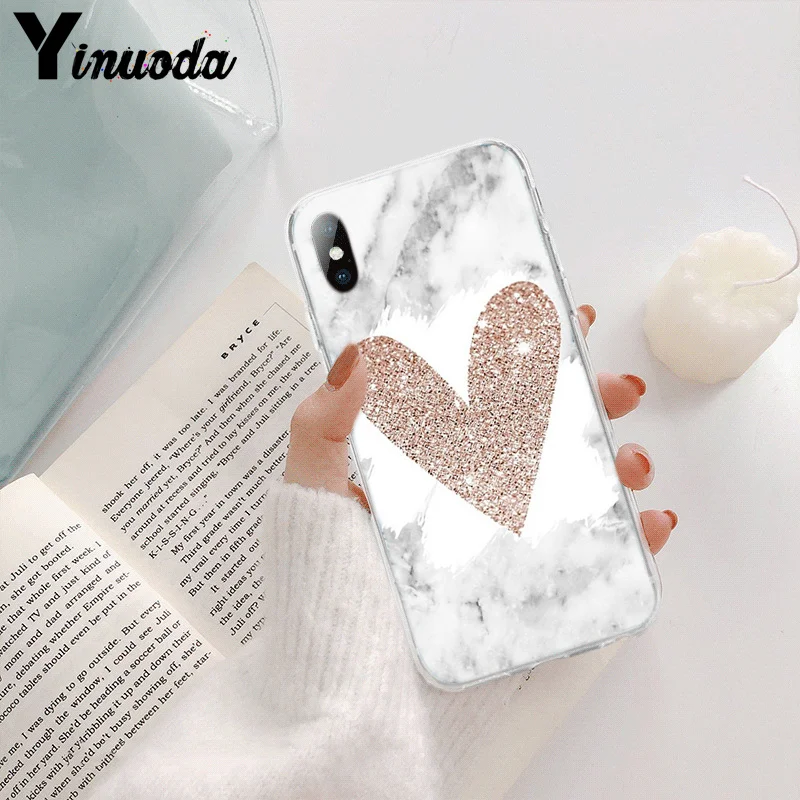 Love Heart Gold Rose Marble Stripes