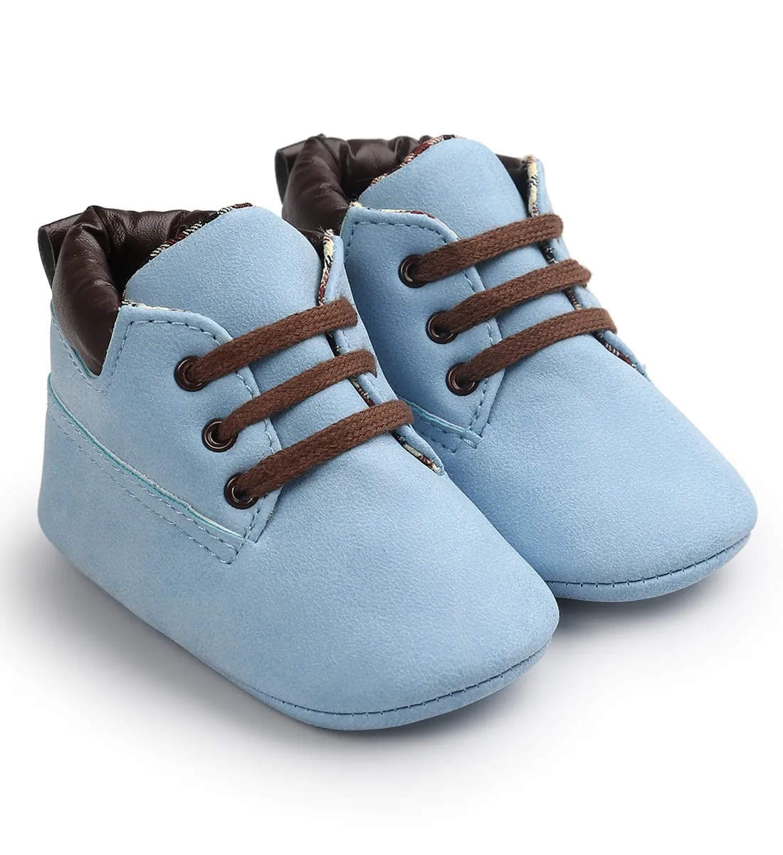 Фирменная Новинка для новорожденных, для маленьких мальчиков и девочек мягкие однотонные обувь, теплые сапоги анти-скольжения тапки из воздухопроницаемого материала для тех, кто только начинает ходить, на возраст от 0 до 18 месяцев - Цвет: Синий