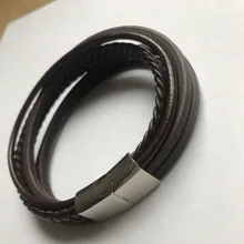 Лидер продаж европейский и американский модный кожаный браслет в стиле ретро воловья кожа многослойный браслет из нержавеющей стали браслет