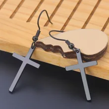 Punk Cross Pendant Dangle Earrings For Women Men Hip Hop Stainless Steel Piercing Jewelry Earrings Jewelry Wholesale