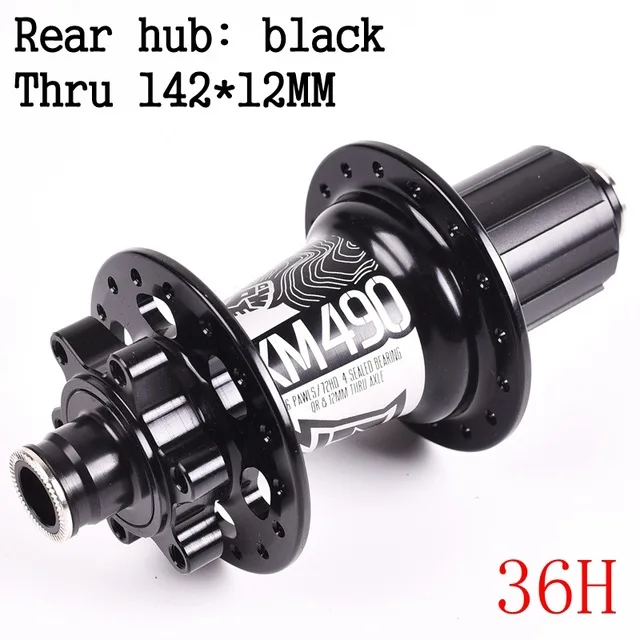 Rear 12 142mm 36H Koozer XM490 ступицы 4 подшипника MTB горный велосипед концентратора сзади 10*135 мм QR100* 15 12*142 мм через 28/32/36 отверстиями дисковый тормоз велосипедные ступицы - Цвет: Rear 12 142mm 36H
