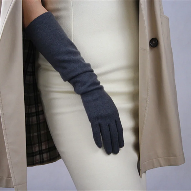 Dark Gray Элегантные кашемировые шерстяные темно-серые перчатки 50 см длинная секция локоть эластичные женские модели ретро Seiko YR11 - Цвет: Dark Gray