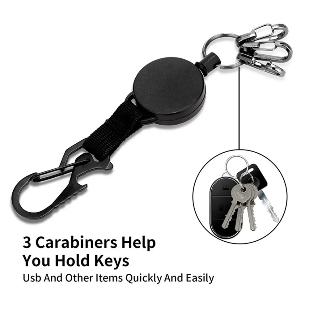 New Resilience Wire Rope Elastic Keychain Recoil Sporty Retractable Key Ring Anti Lost Yoyo Ski Pass Id Card Bottle Opener ► Photo 2/6