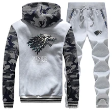 *#Best Price Wolf Print Thick Fleece Hoodie Sweatshirts Men Jacket+Pants 2 Piece Sets Winter is Coming Mens Hoodies+trousers Suit Tracksuit *#Best Price Wolf Print Thick Fleece Hoodie Sweatshirts Men Jacket+Pants 2 Piece Sets Winter is Coming Mens Hoodies+trousers Suit Tracksuit