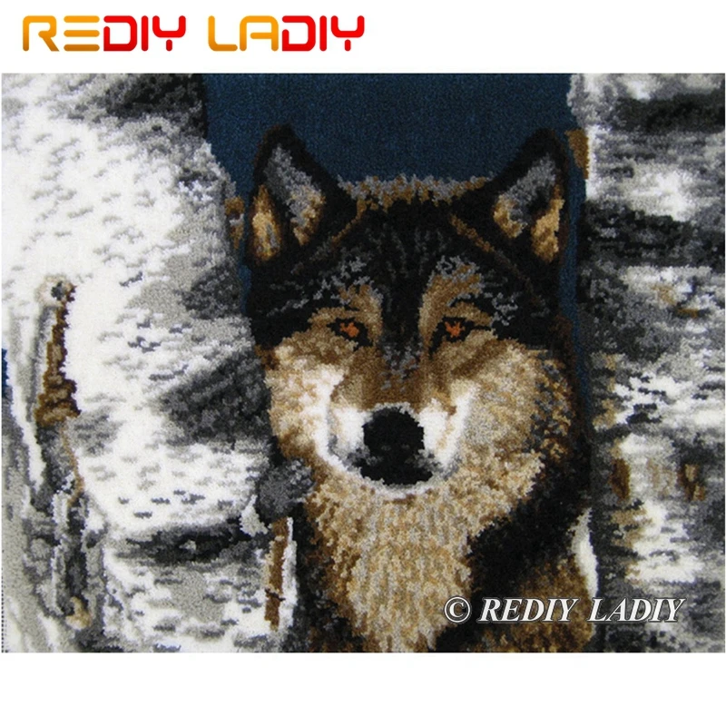 Latch Hook Kits Make Your Own Rug Snow Wolf Tapestry Crocheting Cushion