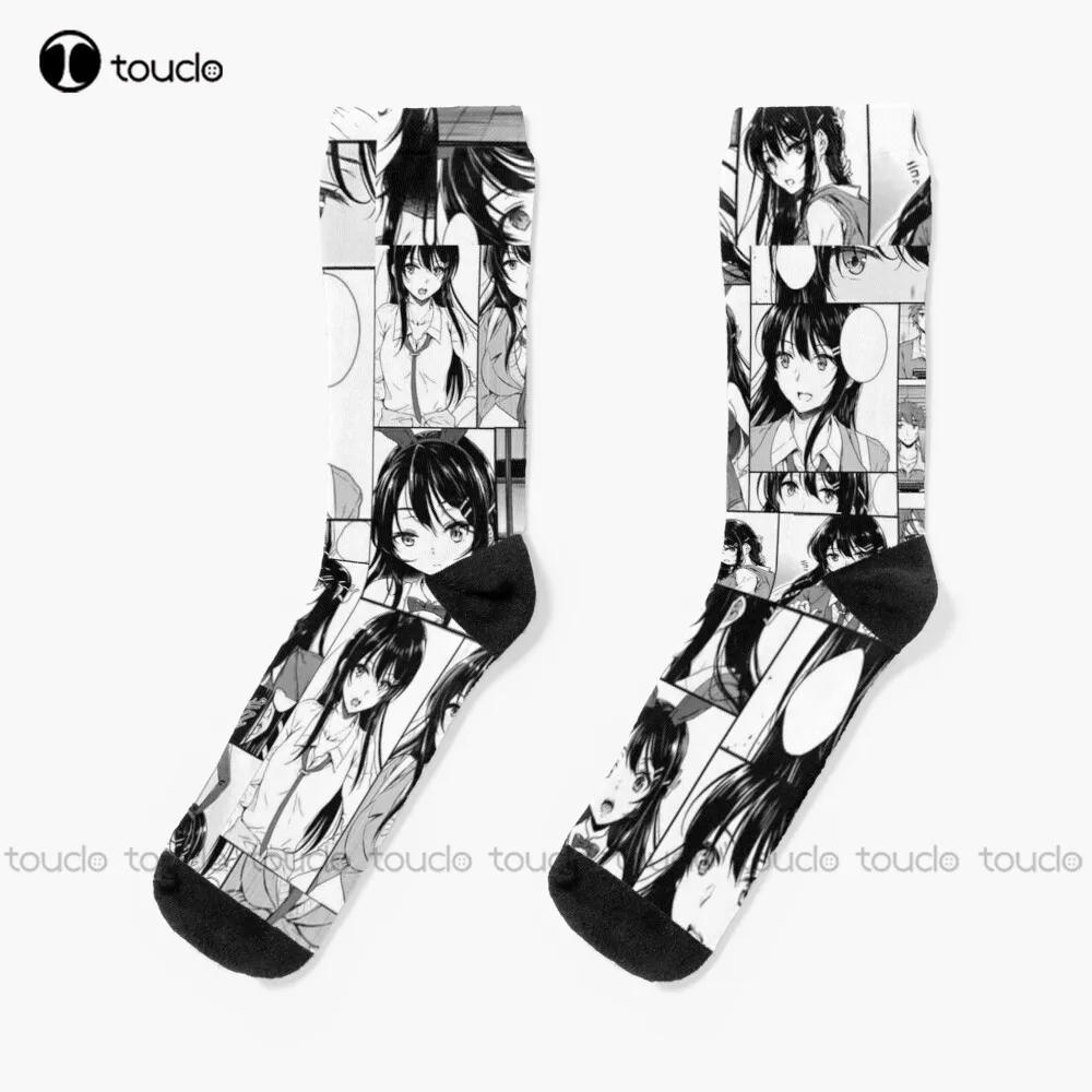 

Mai Sakurajima Face Manga Collection Socks Fun Socks Christmas Gift Custom Unisex Adult Teen Youth Socks Women Men Funny Sock