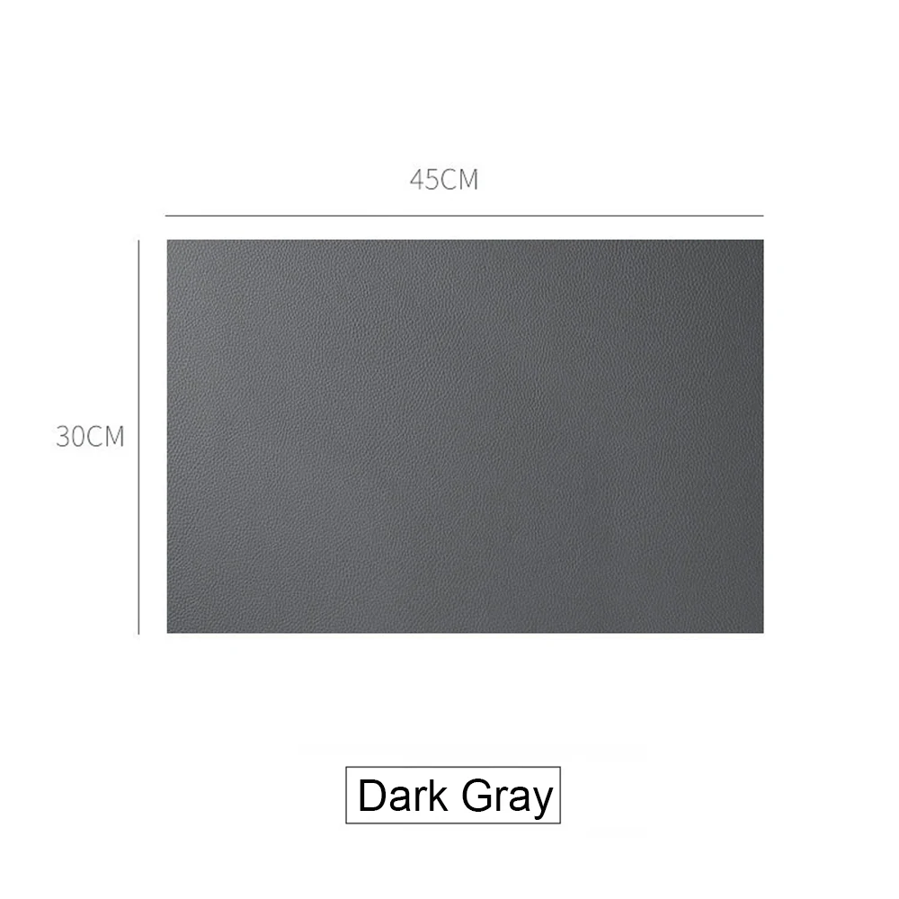 Dark Gray Полиуретановые подстилки прямоугольные подстилки для обеденного стола, коврики из искусственной кожи устойчивые к пятнам моющиеся подстилки 1 шт - Цвет: Dark Gray